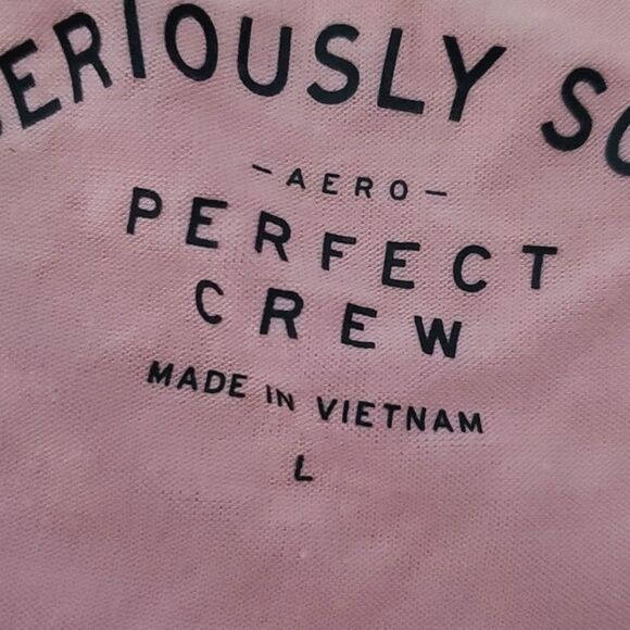 NWOT Aero Pink Long Sleeve Seriously Soft Floral Embroidered Perfect Crew Top - Picture 13 of 14